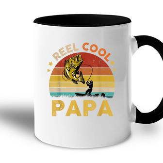 Mens Reel Cool Papa Fisherman Dad Papa Fathers Day Fishing Accent Mug - Seseable