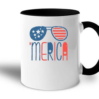 Merica American Flag Aviators Toddler4th July Usa Flag Sunglass Accent Mug - Seseable