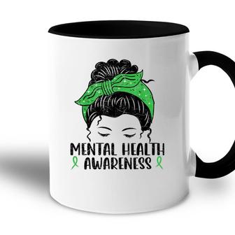 Messy Bun Mental Health Gift Mental Health Awareness Accent Mug - Seseable