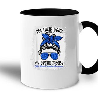 Messy Bun Ribbon Stop Child Abuse Prevention Awareness Month Accent Mug - Seseable