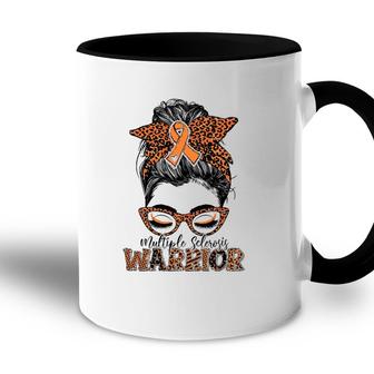Multiple Sclerosis Ms Warrior Messy Bun Leopard Accent Mug | Mazezy