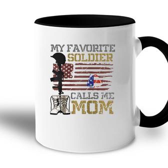 My Favorite Soldier Calls Me Mom Proud Army Mom Raglan Baseball Tee Accent Mug - Seseable