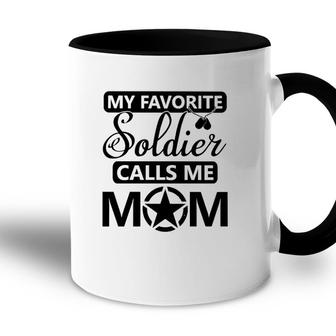 My Favorite Soldier Calls Me Mom White Version Accent Mug - Seseable