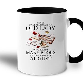 Never Underestimate An Old Lady Who Reads Many Books Accent Mug | Mazezy