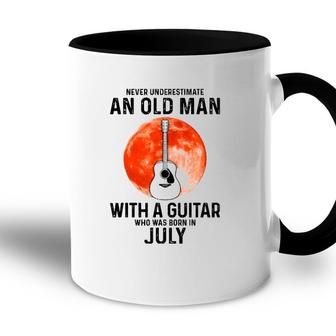 Never Underestimate An Old Man With A Guitar July Accent Mug | Mazezy
