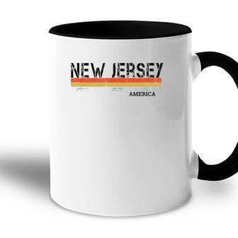 New Jersey Retro Vintage Stripes Accent Mug - Seseable