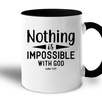 Nothing Is Impossible With God Bible Verse Black Graphic Christian Accent Mug - Seseable