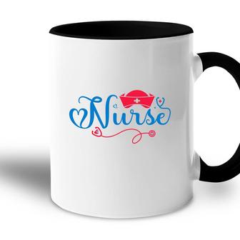 Nurses Day Blue And Red Colors Graphic Gift 2022 Accent Mug - Seseable