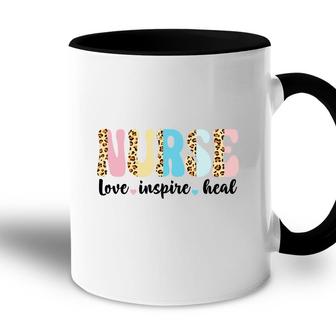 Nurses Day Nurse Love Inspire Heal Leopard Three Words 2022 Accent Mug - Seseable
