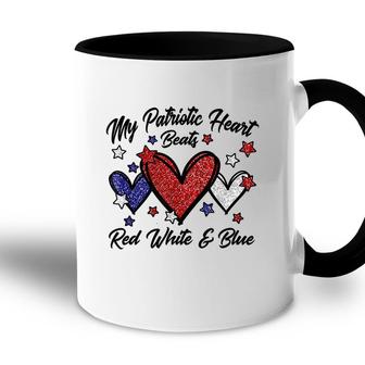 Patriotic 4Th Of July Hearts For Women Red White And Blue Accent Mug - Seseable