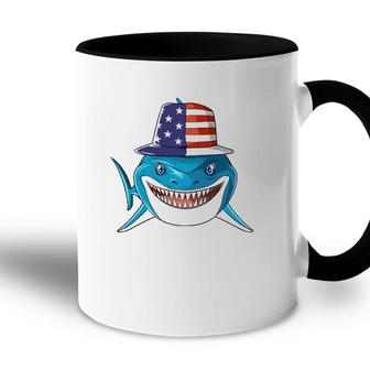 Patriotic Shark American 4Th Of July Shark Usa American Flag Accent Mug - Seseable