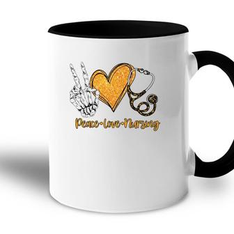 Peace & Love & Nursing Proud Healthcare Nurse Job Pride Accent Mug - Seseable