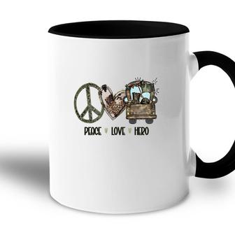 Peace Love Hero Dad Special Gift For Father Accent Mug - Seseable