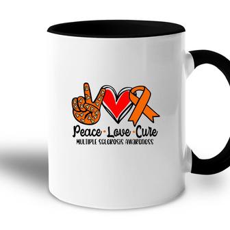 Peace Love Orange Multiple Sclerosis Awareness Cure Accent Mug - Seseable