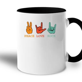 Peace Love Rock And Roll Retro Vintage Peace Loving Musician Accent Mug - Seseable