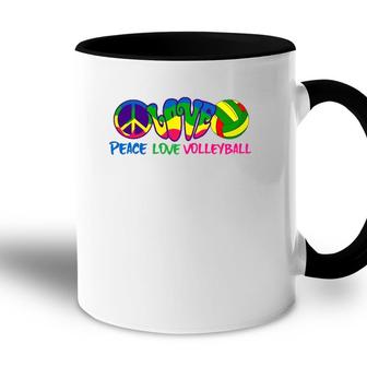 Peace Love Volleyball-Retro Stryle Volleyball Apparel Gifts Accent Mug | Mazezy