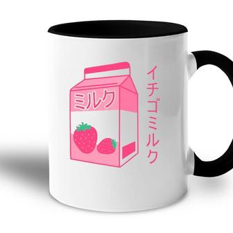 Pink Strawberry Milk Japanese Kawaii Retro 90S Anime Accent Mug - Seseable