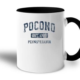 Pocono Pennsylvania Pa Vintage Sports Design Navy Accent Mug | Mazezy