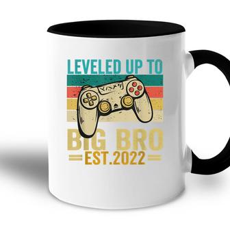 Promoted To Big Bro Funny Leveled Up To Big Brother Est 2022 Accent Mug - Seseable