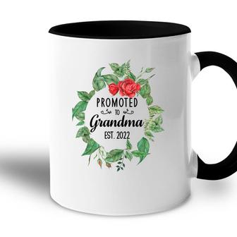 Promoted To Grandma Est 2022 Women Flower First Time Grandma Accent Mug - Seseable