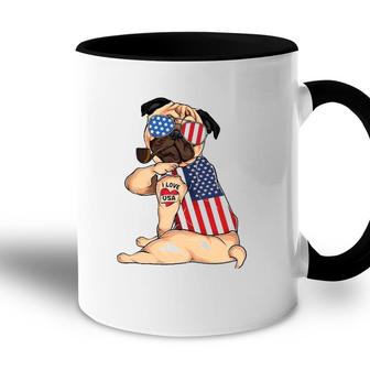 Pug Dog Merica 4Th Of July Usa American Flag Men Women Accent Mug - Seseable
