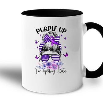 Purple Up For Military Kids Child Month Messy Bun Floral Accent Mug - Seseable