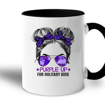 Purple Up For Military Kids - Cute Messy Bun Military Kids Accent Mug | Seseable CA