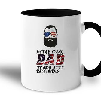 Regular Dad Trying Not To Raise Liberals Beard Accent Mug - Seseable