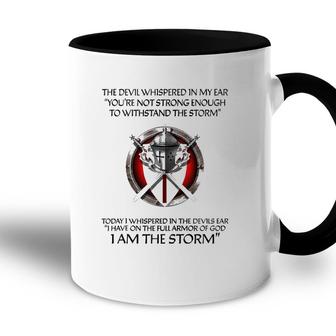 Religious Christian Bible Verse Gifts Sayings I Am The Storm Accent Mug - Seseable