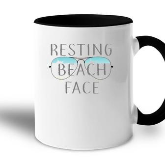 Resting Beach Face Summer Tee With Sunglasses Accent Mug | Mazezy