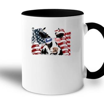 Retro Dairy Cow American Flag 4Th Of July Animals Lover Accent Mug - Seseable