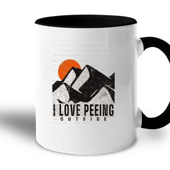 Retro Nature Lover Meme I Love Peeing Outside Hiking Camping Accent Mug | Mazezy