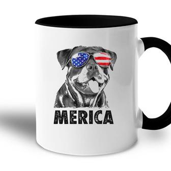 Rottweiler 4Th Of July Merica Men American Flag Sunglasses Accent Mug - Seseable