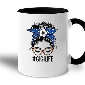 Soccer Gigi Life Leopard Messy Bun Funny Gigi Mothers Day Accent Mug - Seseable