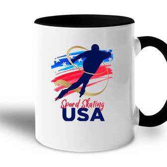 Speed Skating Usa Support The Teamusa Flag Winter Accent Mug | Mazezy