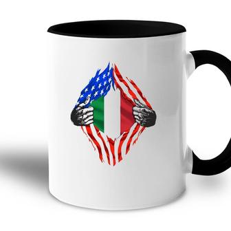Super Italian Heritage Proud Italy Roots Usa Flag Accent Mug - Seseable