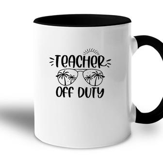 Teacher Off Duty Last Day Of School Summer Vacation Sunglasses & Palm Trees Accent Mug - Seseable