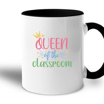 Teacher Queen Of The Classroom Crown Accent Mug - Seseable