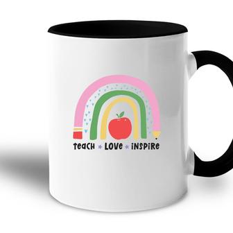 Teacher Rainbow Teach Love Inspire Apple Accent Mug - Seseable