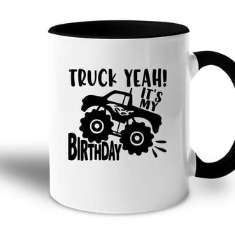 The Boy Was Given A Beautiful Monster Truck For His Birthday Accent Mug - Seseable