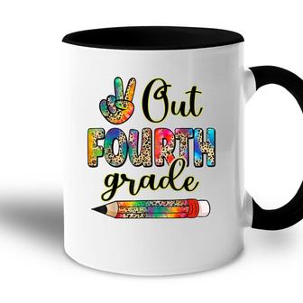 Tie Dye Peace Out 4Th Grade Last Day Of School Leopard Accent Mug - Seseable