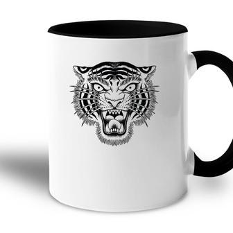 Tiger Head Traditional Tattoo Art Graphic Accent Mug | Mazezy