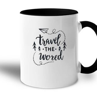 Travel The Wored Black Letters 2022 Trend Accent Mug - Seseable