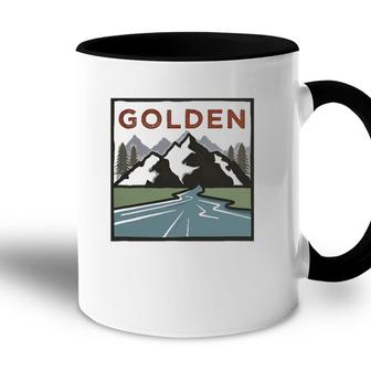 Vintage Golden Colorado Illustration Retro Golden Accent Mug | Mazezy