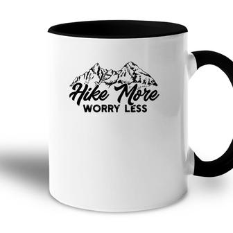 Vintage Hiker Hike More Worry Less Funny Hiking Mountains Accent Mug | Mazezy