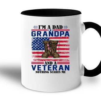Vintage Im A Dad Grandpa And A Veteran Nothing Scares Me Accent Mug - Seseable