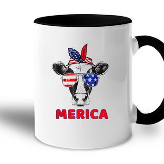 Vintage Patriot Cow 4Th Of July American Flag Merica Farmer Accent Mug - Seseable