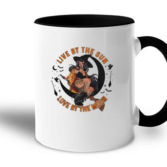 Witch Halloween Live By The Sun Love By The Moon Accent Mug | Mazezy