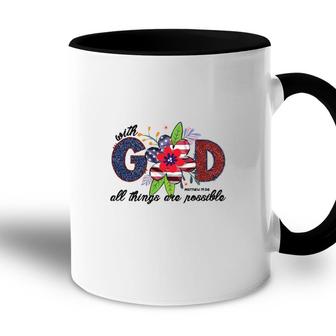 With God Usa Flag Bible Verse Flower Graphic Christian Accent Mug - Seseable