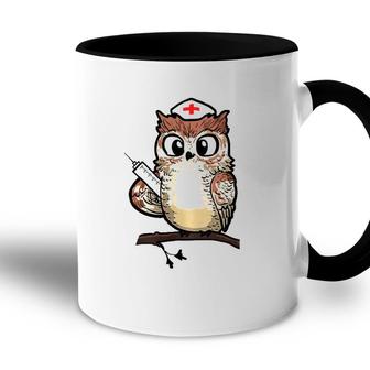 Women Funny Owl Nursing Gift Proud Night Shift Nurse Accent Mug - Seseable